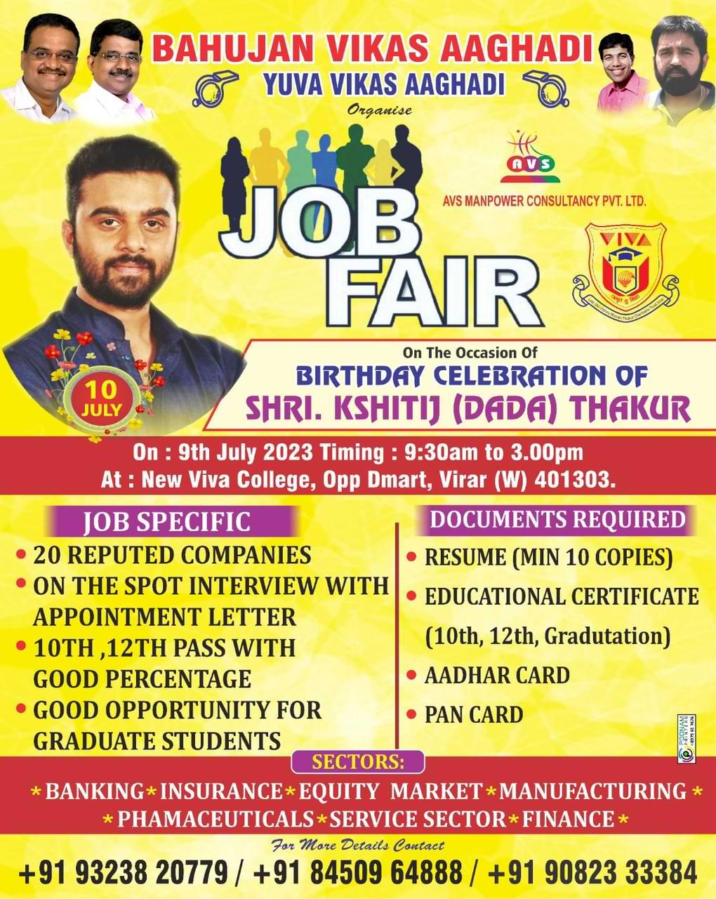 Job Fair on 9 July at Virar