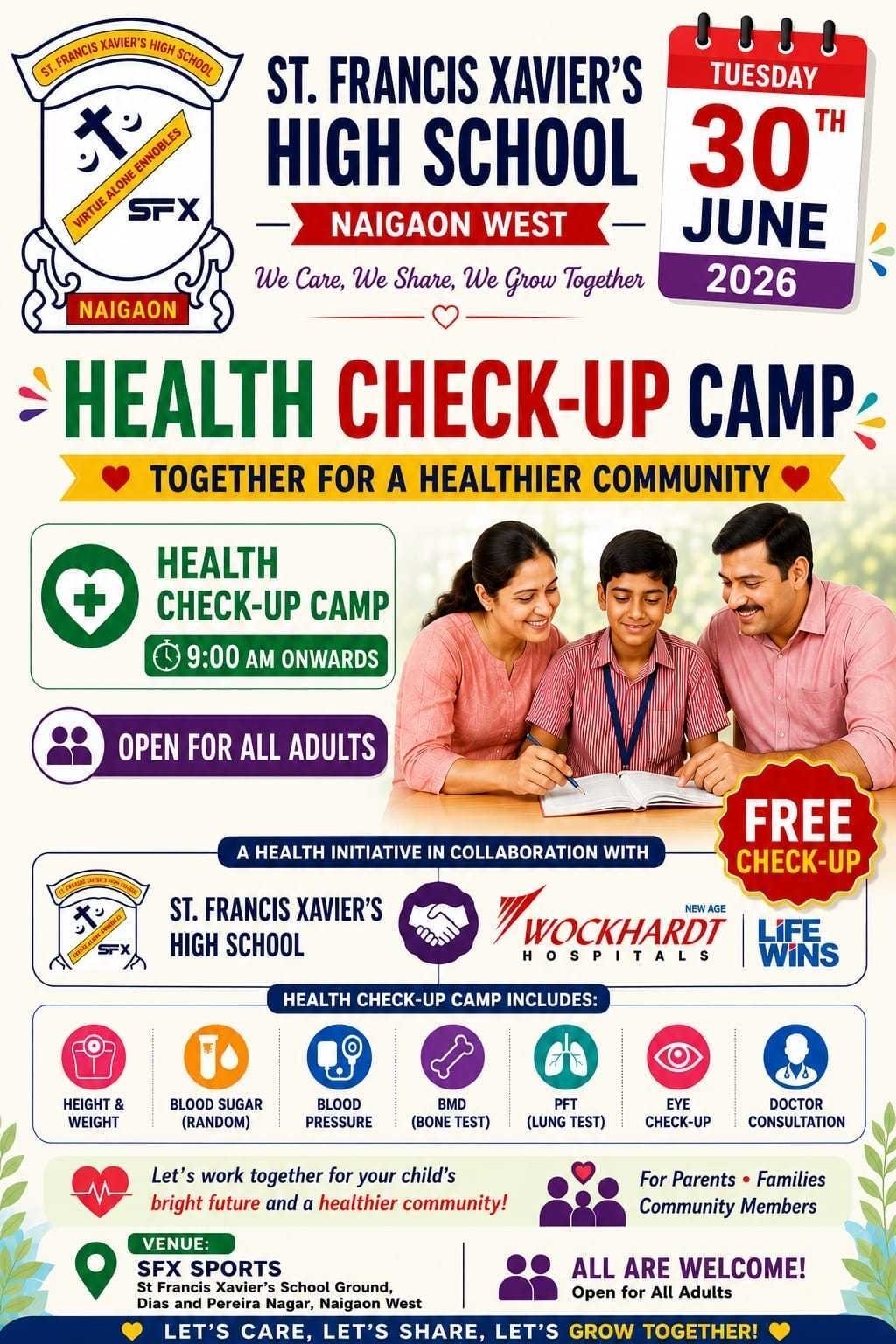 Free health check-up camp at St. Francis Xavier’s High School